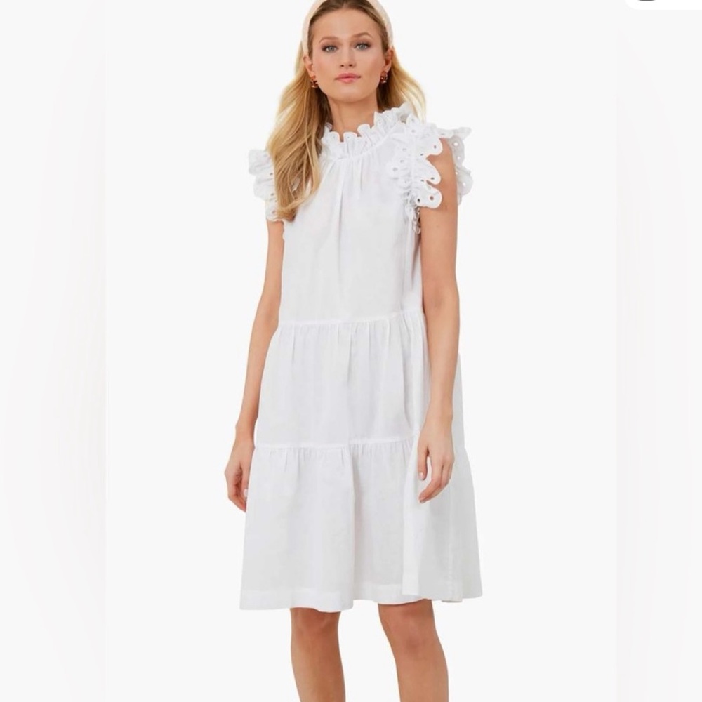 Sea NY White Lee Embroidery Eyelet Dress Small